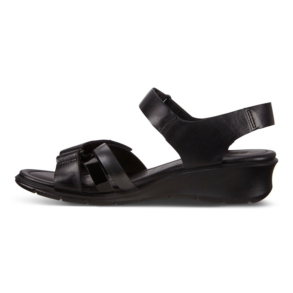 Womens Sandals - ECCO Felicia Adjustable Strap - Black - 7549HZVUK